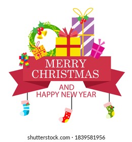 Merry Christmas and Happy New Year Celebration Vector Template Design Illustration