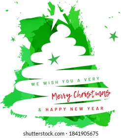 Merry Christmas and Happy New Year card with abstract tree - vector illustration