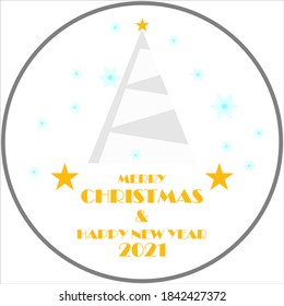 Merry christmas and happy new year fancy christmas tree in hipster low poly triangle style. Ideal for an elegant greeting card or holiday party invitation. Christmas greeting card in circle and square