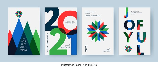 Merry Christmas and Happy New Year Set of backgrounds, greeting cards, posters, holiday covers. Design templates with typography, season wishes in modern minimalist style for web, social media, print - Shutterstock ID 1844530786