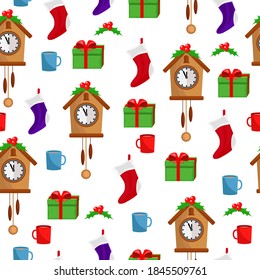 Merry Christmas and happy New year. Vector background of Christmas gifts.