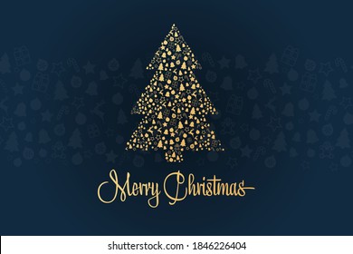 Merry Christmas and Happy New Year. Holiday concept. Template for background, banner, card, poster with text inscription. Vector EPS10 illustration