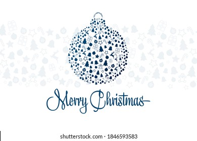Merry Christmas and Happy New Year. Holiday concept. Template for background, banner, card, poster with text inscription. Vector EPS10 illustration