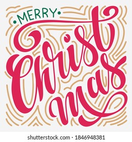Merry Christmas and Happy New Year Vintage background with typography. Drawn by hands. Vector image.