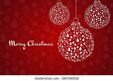 Merry Christmas and Happy New Year. Holiday concept. Template for background, banner, card, poster with text inscription. Vector EPS10 illustration