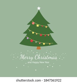 Merry christmas and Happy new year. Merry christmas card. Christmas tree icon. Illustration vector.