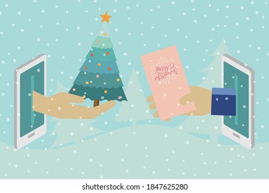 Merry Christmas and Happy New Year 2021. use for mobile application website banner.