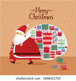 Merry Christmas and Happy New Year cards. Christmas tree, balls, gift stars, sequins and elegant lettering on a blue background