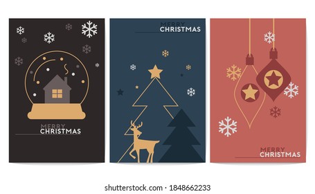 Merry Christmas and Happy New Year background for holiday greeting card, invitation, party flyer, poster, banner.