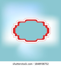 Merry Christmas and Happy New Year holiday red frame for text and blue background card with light
