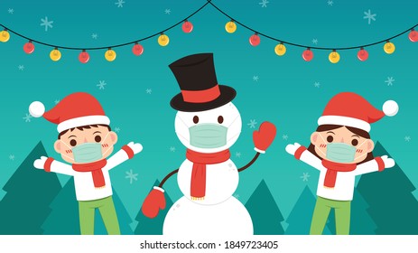 Merry Christmas and happy new year greeting poster. Holiday cartoon character.