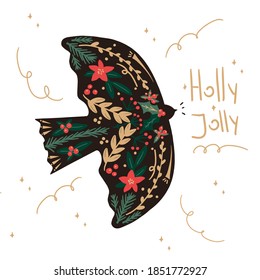Merry Christmas and Happy New Year greetings card with birds