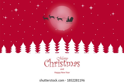 Merry Christmas and Happy New Year Design With Red Background and Santa