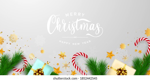 Merry Christmas and Happy New Year background.