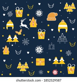 Merry Christmas and Happy New Year Set of greeting cards, posters, holiday covers. Xmas Design with beautiful snowflakes in modern line art style on red background.