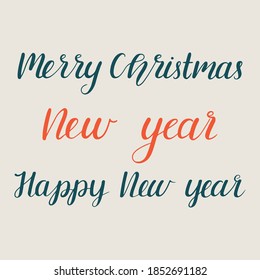 Merry Christmas and Happy New Year typography collection. Vector vintage illustration.