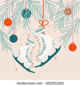 Merry Christmas and Happy New Year greetings card