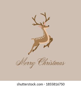 Merry Christmas and Happy New Year, Reindeer with greeting card. vector illustration.