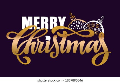 Merry Christmas and Happy new year - cute hand drawn doodle lettering postcard. Season greetings! Winter holidays label - cute template design.