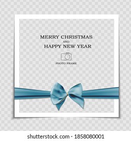 Merry Christmas and Happy New Year Photo Frame Template. Vector Illustration EPS10