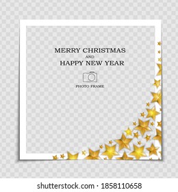 Merry Christmas and Happy New Year Photo Frame Template. Vector Illustration EPS10