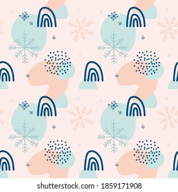 Merry Christmas and Happy New Year seamless pattern illustration. Trendy style. Vector design template. Design for poster, card, invitation, placard, brochure, flyer.