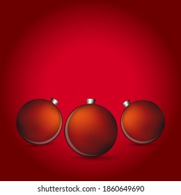 Merry Christmas and Happy New Year red background with red Christmas tree toy. Vector illustration