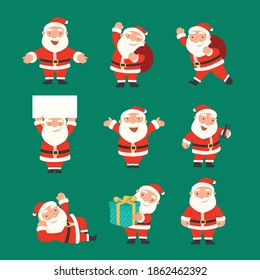 Merry Christmas and Happy New Year with Santa Claus, Santa character set.