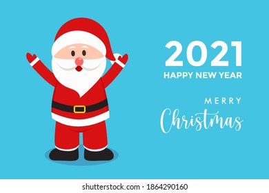 Merry Christmas and Happy New Year with cute Santa