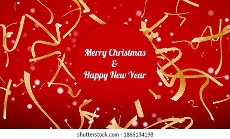 Merry Christmas and Happy New Year. Confetti on a Red Festive Background. Colored. Winter Holidays Symbol. Vector Illustration EPS 10