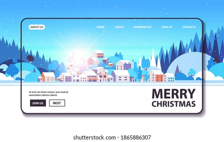 merry christmas happy new year winter holidays celebration concept greeting card landscape background horizontal copy space vector illustration