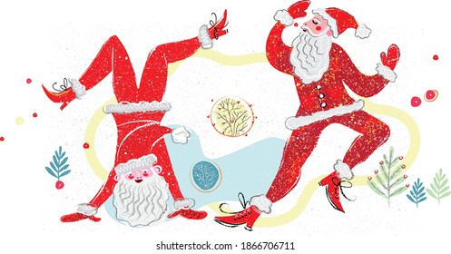 merry christmas and happy new year vector postcard and background