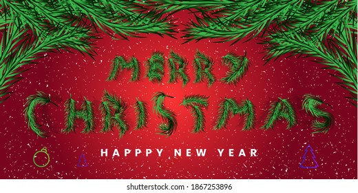 Merry Christmas and Happy New Year background for Greeting cards with tree Branches