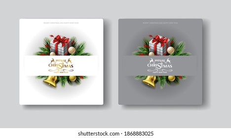 Merry christmas and happy new year greeting card