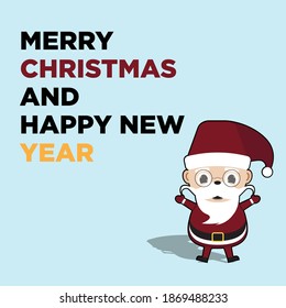 Merry Christmas and happy new year background. cute Santa waving vector design.