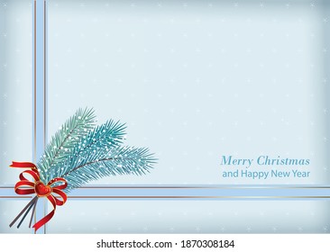 Merry Christmas and Happy New Year background with decoration and place for text. Great for invitations, greeting cards, flyers, congratulations, internet. Vector illustration