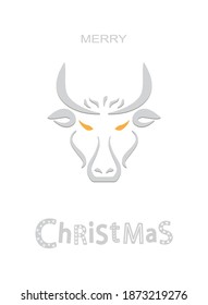 Merry Christmas and Happy New Year. Bull symbol of the new year. 