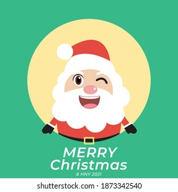 Merry Christmas and Happy New Year 2021 with Santa Claus. Vector illustration