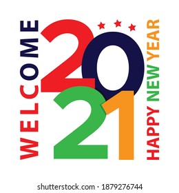 Merry Christmas and Happy New Year 2021 colorful text white backgrounds, greeting cards, posters, holiday covers. Design templates with typography, season wishes in a modern minimalist style for web