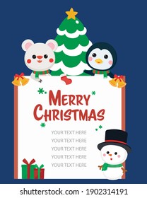 Merry Christmas and Happy New Year greeting card with Santa claus and ornaments