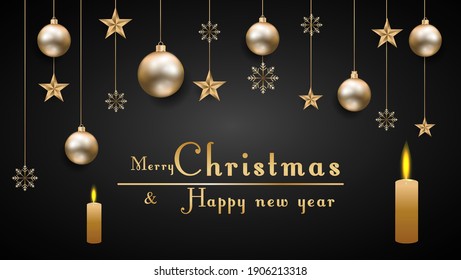 merry Christmas happy new year luxury background template design in illustrator with light effect ball star