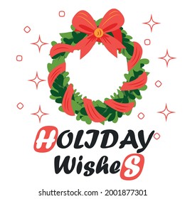 Merry christmas and Happy new year greeting card with Christmas wreath