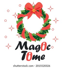 Merry christmas and Happy new year greeting card with Christmas wreath