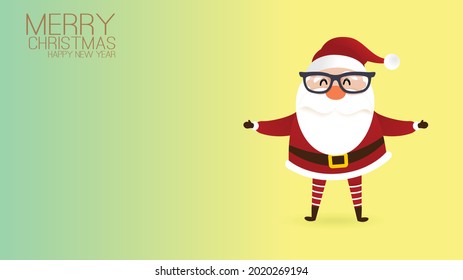 Merry Christmas and happy new year Card with cute Santa Claus and paper space. Holidays cartoon character vector. 