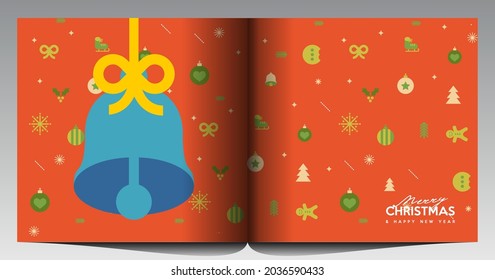 Merry Christmas and Happy New Year! Winter. Holiday Party. Simple background. Trendy style. Cover, invitation or poster design. Vector illustration. 