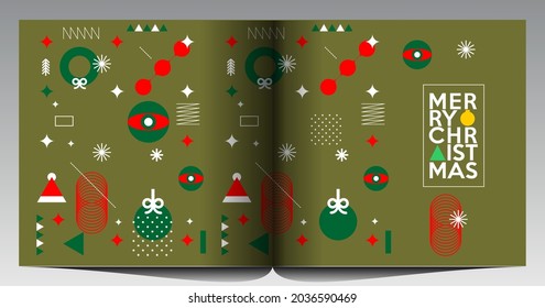 Merry Christmas and Happy New Year!  Abstract  geometric design. Holiday Party. Simple background. Trendy style. Cover, invitation or poster design. Vector illustration. 