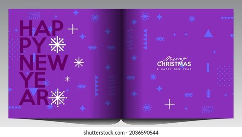 Merry Christmas and Happy New Year!  Abstract  geometric design. Holiday Party. Simple background. Trendy style. Cover, invitation or poster design. Vector illustration. 