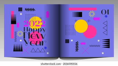 Merry Christmas and Happy New Year!  Abstract  geometric design. Holiday Party. Simple background. Trendy style. Cover, invitation or poster design. Vector illustration. 