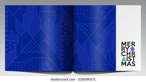 Merry Christmas and Happy New Year!  Abstract  geometric design. Holiday Party. Simple background. Trendy style. Cover, invitation or poster design. Vector illustration. 