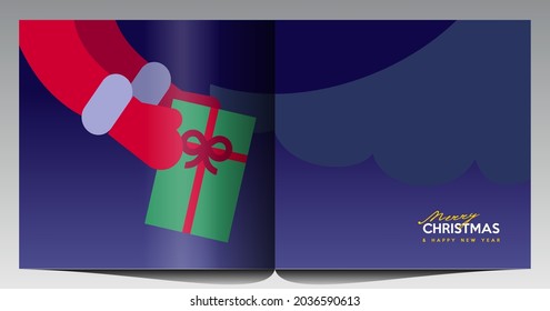 Merry Christmas and Happy New Year! Winter. Holiday Party. Simple background. Trendy style. Cover, invitation or poster design. Vector illustration. 